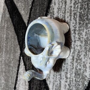 GOOD LUCK ELEPHANT BLUE & WHITE GLAZED DECOR PLANTER